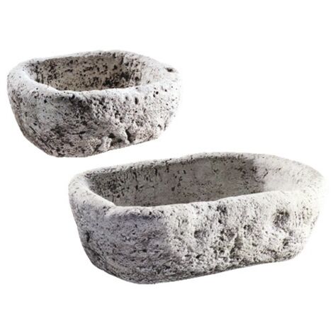 DECOGARDEN FIORIERA MORTAIO IN GRANULATO DI PIETRA ANTICA 37 X 29 X H 15 CM