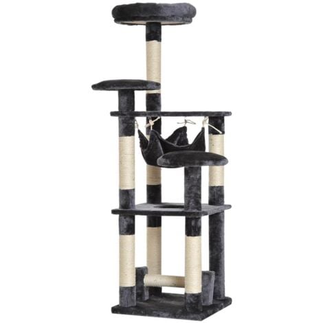 MSmask Tiragraffi Per Gatti Grande - Con Grotta, Piattaforme E Sisal, 60x45x155 Cm, Grigio - Foto 8