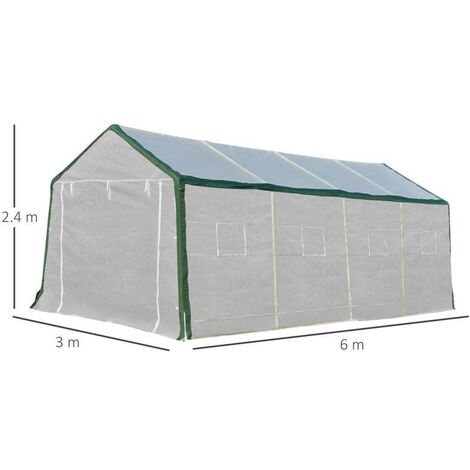 EASYCOMFORT Serra per Orto a Tunnel 4.5x3x2m con Tetto Spiovente in PE e  Tubi d'Acciaio Verde Scuro