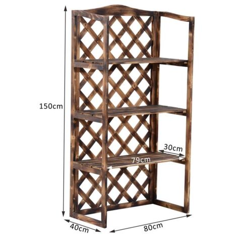 Ufine Scaffale autoportante a 3 ripiani in legno per piante da interno ed esterno, espositore per vasi da fiori