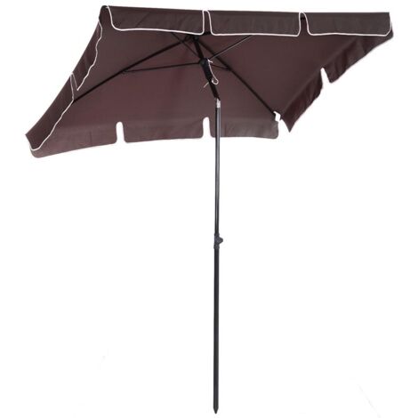 COSTWAY Ombrellone Doppio da Giardino 400 x 200 cm, Ombrellone Rettangolare con Base, Parasole