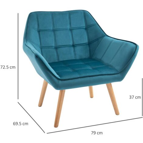 POLTRONCINA DAL DESIGN SCANDINAVO IN LEGNO E VELLUTO COLOR PETROLIO