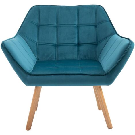 POLTRONCINA DAL DESIGN SCANDINAVO IN LEGNO E VELLUTO COLOR PETROLIO