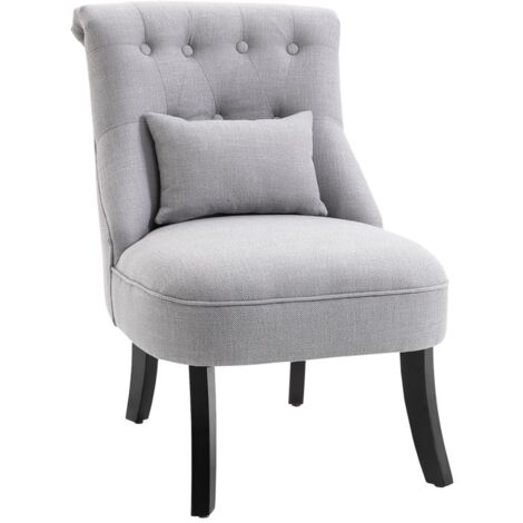 POLTRONCINA IMBOTTITA IN LEGNO E LINO CON CUSCINO SFODERABILE GRIGIO (1/5)