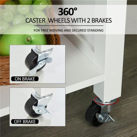 CARRELLO DA CUCINA IN LEGNO BIANCO CON CASSETTO. ARMADIETTO E 3 RIPIANI