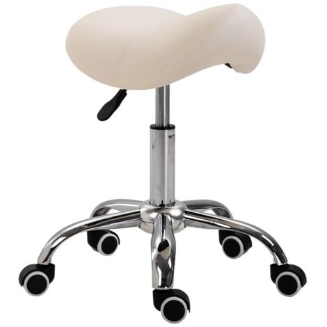 SGABELLO PER ESTETISTA PARRUCCHIERE SALONE SEDUTA SELLA 52X53X49-61 CM CREMA