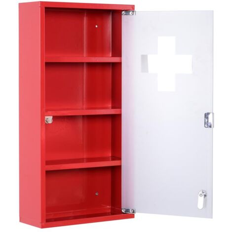 ARMADIETTO PRONTO SOCCORSO PER MEDICINALI 60 X 30 X 12 CM ROSSO