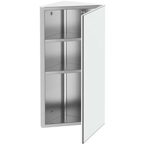 ARMADIETTO PENSILE ANGOLARE DA BAGNO IN ACCIAIO CON SPECCHIO 60 X 30 X 18.4CM