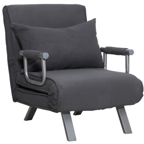 POLTRONA LETTO TRASFORMABILE CON RIVESTIMENTO IN MICROFIBRA GRIGIO SCURO