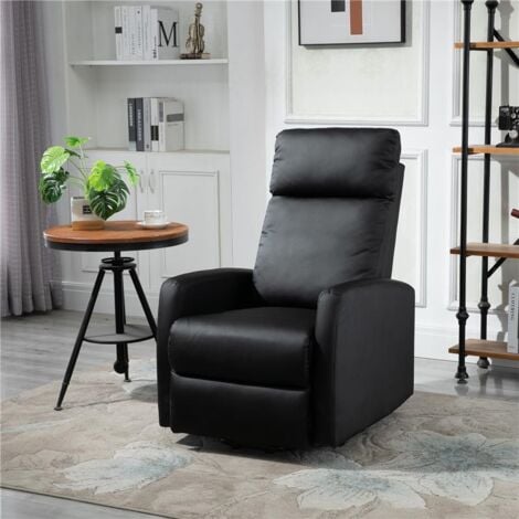 EASYCOMFORT Poltrona Relax Elettrica e Alzapersona Reclinabile fino 160°  con Telecomando, in Similpelle - Nero