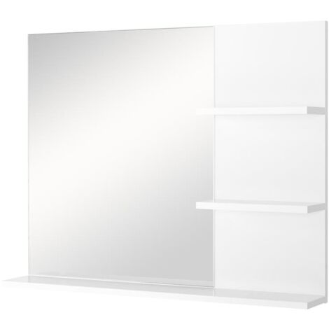 MOBILETTO PENSILE BAGNO CON SPECCHIO E 3 RIPIANI IN MDF 60 X 10 X 48 CM BIANCO