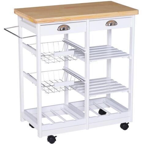 Isola Cucina SoBuy Con 2 Cestelli In Rattan - 120x56x90cm, Bianco | Mobile Con Scomparto Vino, Buffet E Credenza - Foto 12