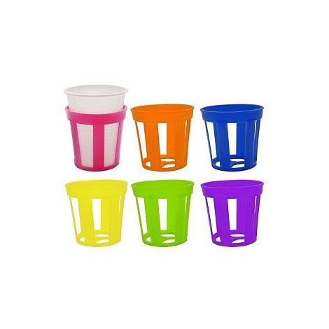 PORTA BICCHIERI IN PLASTICA IN CONFEZIONE DA 6 PEZZI CON COLORI ASSORTITI