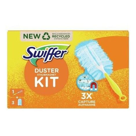 Swiffer Kit Cattura Polvere (1 Manico + 3 Piumini per spolverare