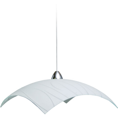 Sospensione 50X50 1xE27 Montatura Bianco-Cromo Vetro Lastra Bianco E-Energy Simone