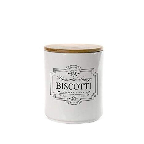 BISCOTTIERA VINTAGE IN CERAMICA CON TAPPO IN LEGNO 14 X 17 CM