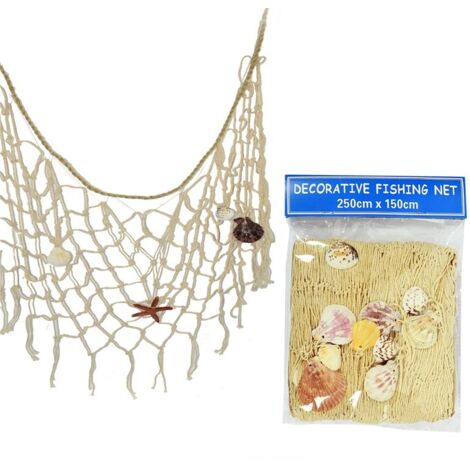 Rete Decorativa Marina Con Conchiglie - 1.5x2m Blu Con Clip E Pendenti Per Parete - Foto 5