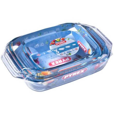 SET 3 TEGLIE PYREX TEGAME RETTANGOLARE PICCOLA MEDIA E GRANDE