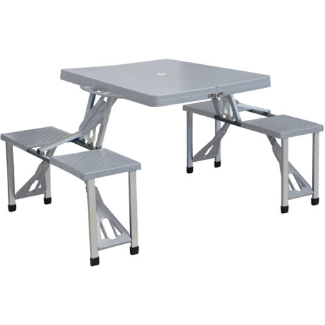 SET TAVOLO PIEGHEVOLE CON 4 SGABELLI IN COLORE GRIGIO