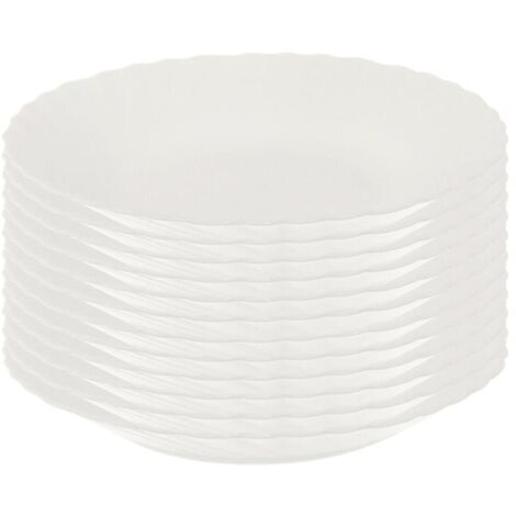 SET DI 12 PIATTI FONDI PRIMA IN VETRO TEMPERATO BIANCO DA 23 CM