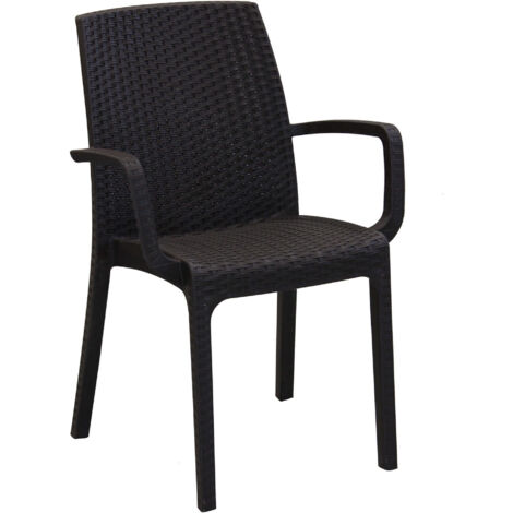 POLTRONA INDIANA IMPILABILE IN POLYRATTAN SINTETICO MARRONE (1/2)