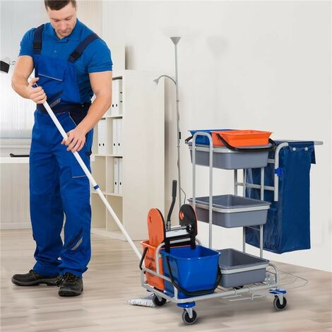 Carrello 2 secchi e strizzatore 34 litri ideale per pulizie