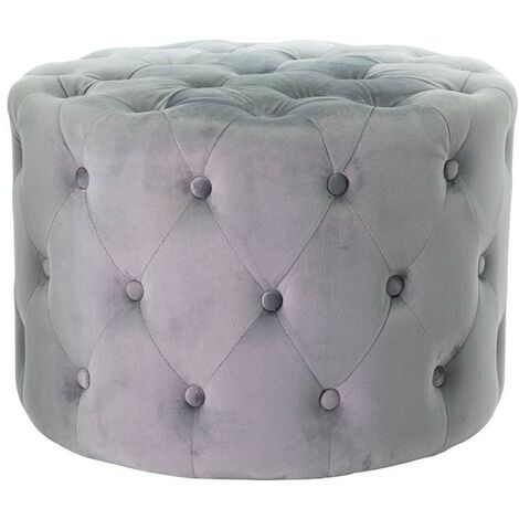 POUF IN VELLUTO CAMILLA DI COLORE GRIGIO SCURO 60 X H 42 CM EFFETTO  TRAPUNTATO