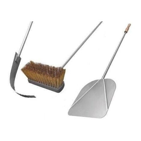 SET CON SPAZZOLA. RIMUOVI BRACE E PALA RETTANGOLARE 29X 33 CM PER FORNO E BBQ (1/5)