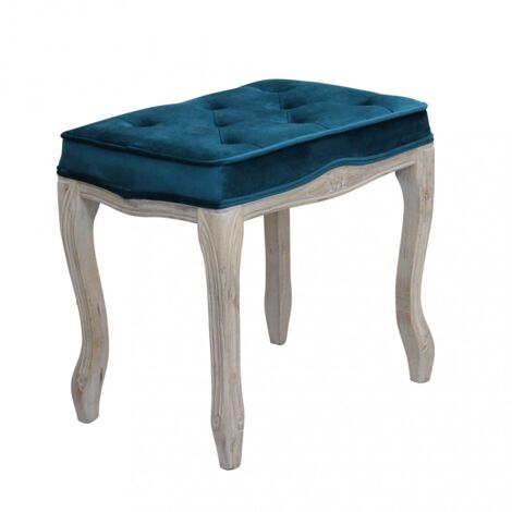 SGABELLO MARLY IN VELLUTO VINTAGE 50 X 36 X H47 CM DI COLORE BLU