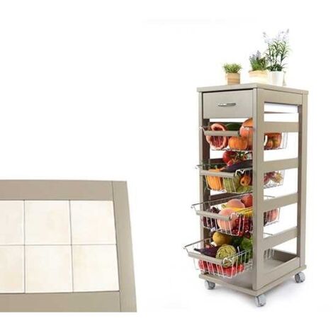 VESUVIO CARRELLO DA CUCINA IN COLORE FANGO 29 X 34 XH 84 CM