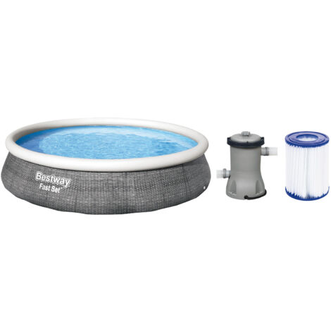 PISCINA TONDA GONFIABILE FUORI TERRA BESTWAY RATTAN GRIGIO 396 X H84 CM