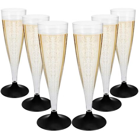 FLUTE CON BASE NERA IN CONFEZIONE DA 6 PEZZI REALIZZATI IN PLASTICA (1/4)
