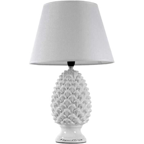 LAMPADA LUMETTO CON DESIGN A PIGNA CON BASE IN COLORE BIANCO 36 CM