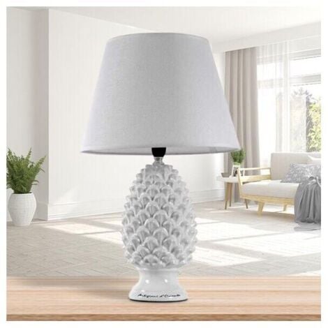 LAMPADA LUMETTO CON DESIGN A PIGNA CON BASE IN COLORE BIANCO 36 CM