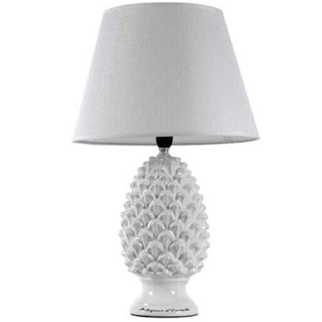 LAMPADA LUMETTO CON DESIGN A PIGNA CON BASE IN COLORE BIANCO 36 CM