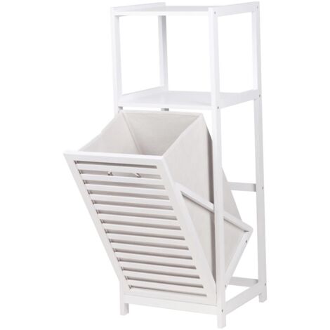 MAURY'S MOBILE PORTA BIANCHERIA IN LEGNO 36 X 33 X H98 CM BIANCO