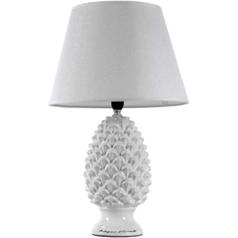 LAMPADA LUMETTO CON DESIGN A PIGNA CON BASE IN COLORE BIANCO 52 CM
