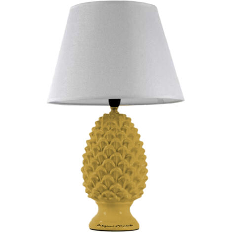 LAMPADA LUMETTO CON DESIGN A PIGNA CON BASE IN COLORE GIALLO 52 CM (1/4)