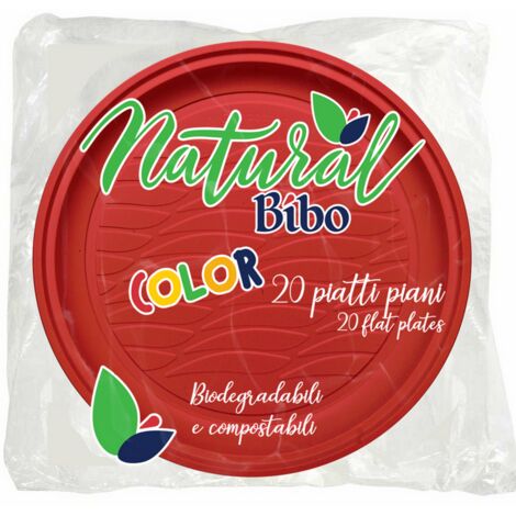 Piatti Natur Rosso 20pz BIBO - size Piatto piano