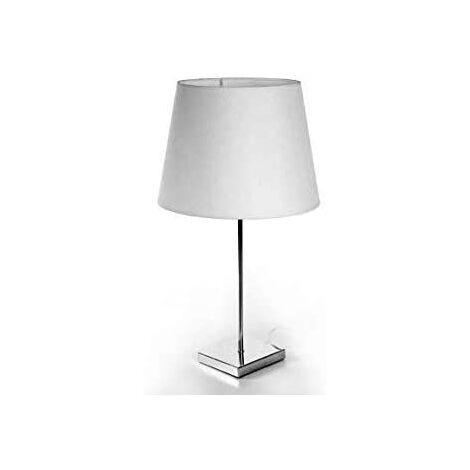 LAMPADA LUMETTO MODERNO CON BASE QUADRATA IN ACCIAIO E PARALUME BIANCO 30XH53 CM (1/2)