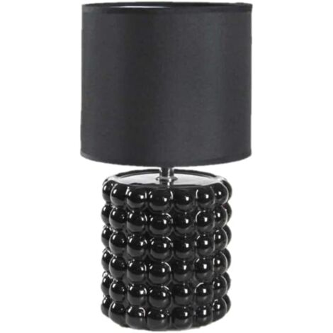 LAMPADA LUMETTO DA TAVOLO CON BASE IN CERAMICA EFFETTO BUBBLE 18X33 CM NERA OKX