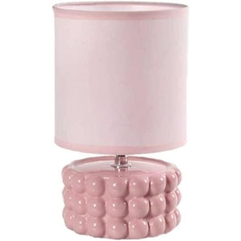 LAMPADA LUMETTO DA TAVOLO CON BASE IN CERAMICA EFFETTO BUBBLE 15X25 CM ROSA