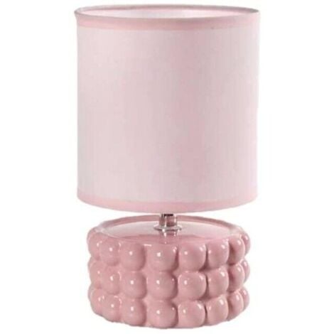 LAMPADA LUMETTO DA TAVOLO CON BASE IN CERAMICA EFFETTO BUBBLE 15X25 CM ROSA