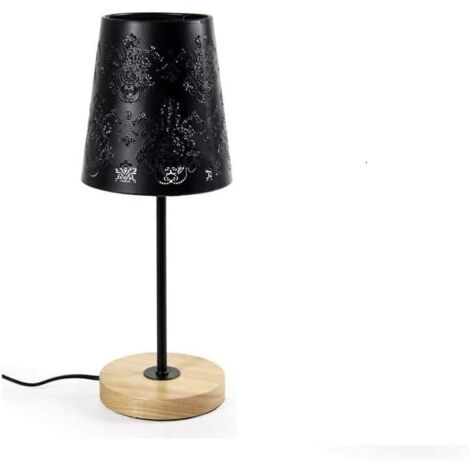 LAMPADA LUMETTO CON PARALUME IN DESIGN FLOREALE DI COLORE NERO 14 X 35 CM (1/2)
