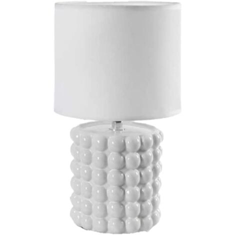LAMPADA LUMETTO DA TAVOLO CON BASE IN CERAMICA EFFETTO BUBBLE 18X33 CM BIANCA