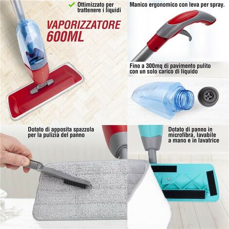 MAURY'S SPRAY MOP VAPORIZZATORE 600ML CON 3 RICAMBI DI PANNO IN