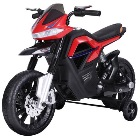 MOTO ELETTRICA BAMBINI DOPPIA SOSPENSIONE CON MUSICA E LUCI PER BAMBINI DA 3 A 8 ANNI ROSSA