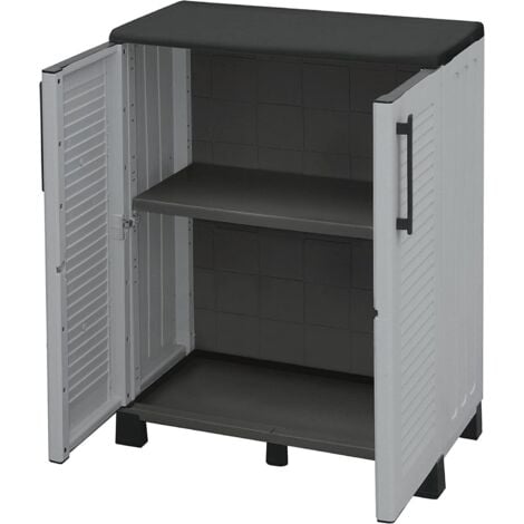 ARMADIO BASSO IN POLIPROPILENE 2 ANTE E RIPIANO 68 X 37 X H90 CM