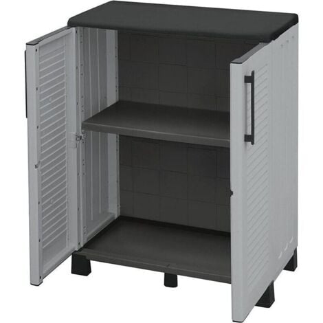 ARMADIO BASSO IN POLIPROPILENE 2 ANTE E RIPIANO 68 X 37 X H90 CM