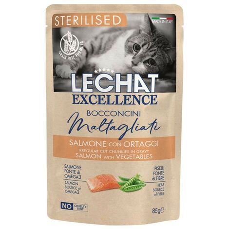 LECHAT EXCELLEN BOCCONCINI STERILISED SALMONE E ORTAGGI DA 85 GR